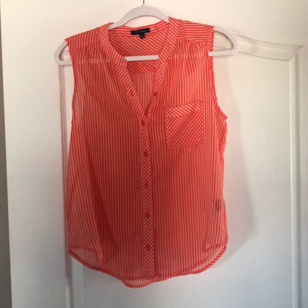 Sleeveless sheer button front top